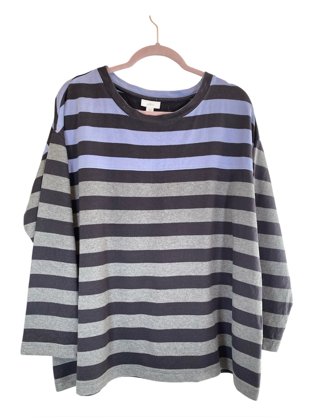 J JILL FIT Oversized Boxy Fit ColorBlock Striped  Sweatshirt XL